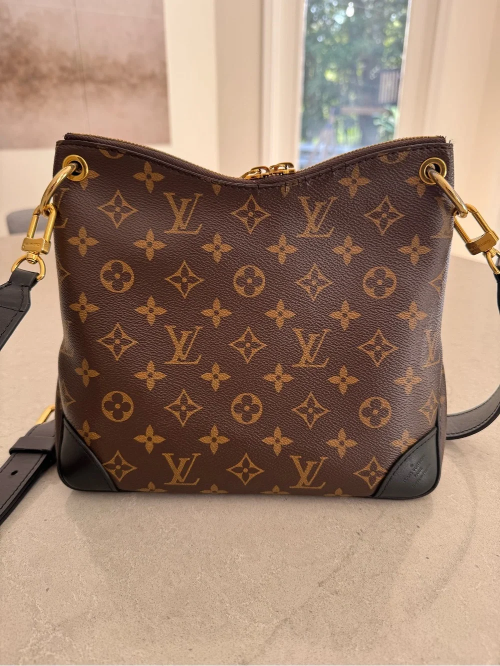 Louis Vuitton Odeon PM Monogram Canvas Shoulder Bag with Black Trim